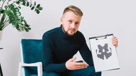 Мужчина держит в руках картинку